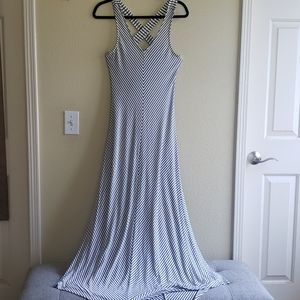 Black and white striped maxi dress